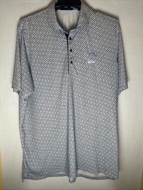 Greyson White Polo with Navy Micro-Pattern